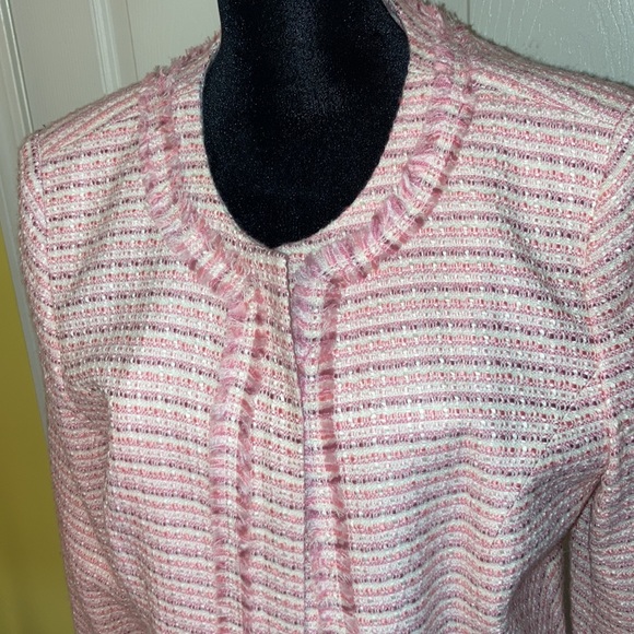 Women’s Blazer Size 12 apostrophe Pink Twead Jacket Purple Zipper in Front - Picture 3 of 14